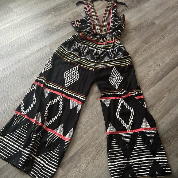 Elevenses by Anthropologie Tribal Print Jumpsuit Size 4/p C - Picture 3 of 10
